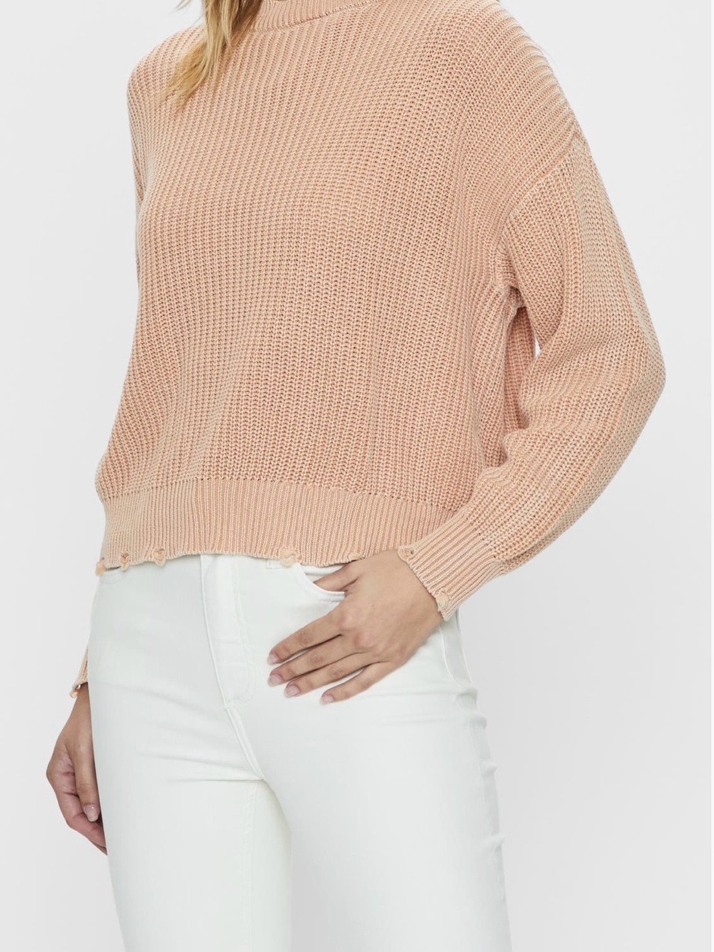 pistola Blush Pink Cropped Crewneck Sweater